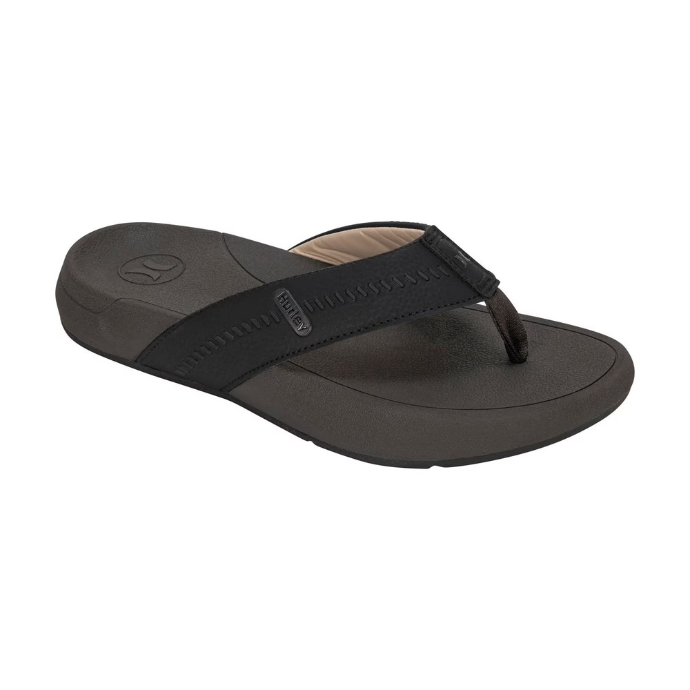 Hurley Mens Wave Flip Flop Size 11 Brown Casual Sandal Synthetic Logo Slip On